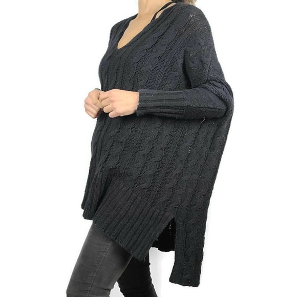 Free People Cable Knit Sweater Poncho Medium - Picture 3 of 9